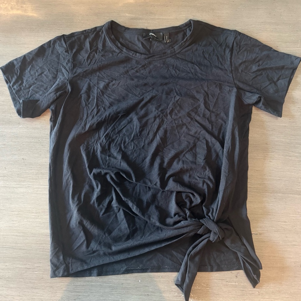 Theory Black Short Sleeve Tee with Knot